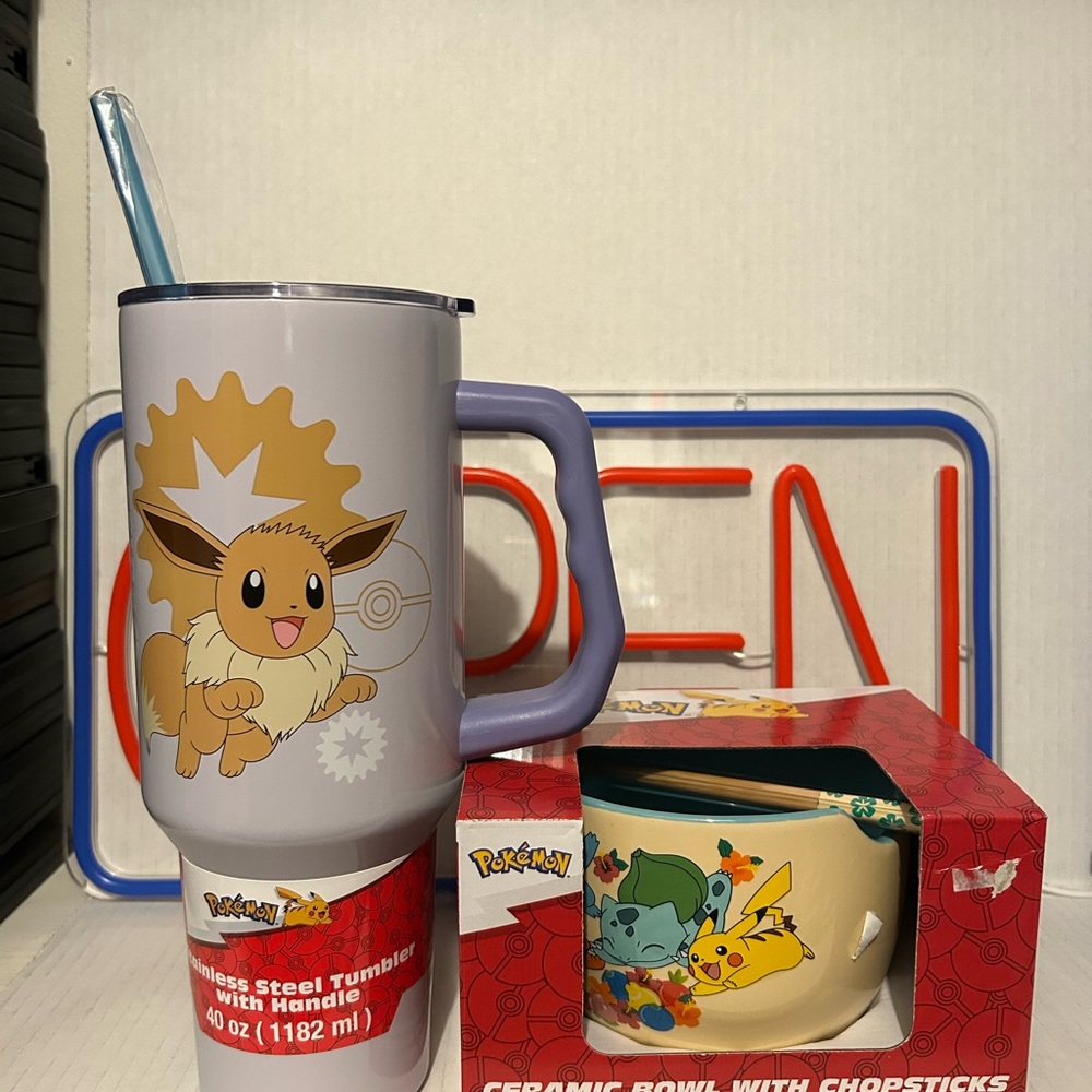 Pokemon Eevee Mug and Pikachu Bowl Set